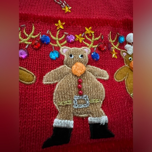 Quacker Factory VTG ZipUp Reindeer Cardigan Sweater Ugly Christmas Grannycore SM - Picture 12 of 14